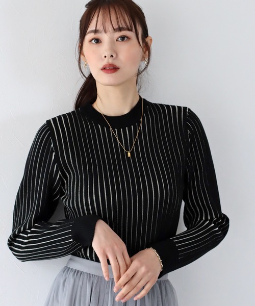 BLUEEAST（ブルーイースト）の「配色＆無地リブニットトップス（ニット/セーター・レディース・アイボリー/ブルー/アイボリー系/ブラック系・MEDIUM）」の19枚目の写真