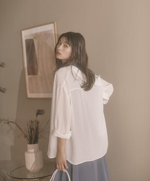 PROPORTION BODY DRESSING（プロポーションボディドレッシング）の「シアーシャツ / 1214110305（シャツ/ブラウス・レディース・ブラック/ホワイト系その他/ベージュ・FREE）」の2枚目の写真