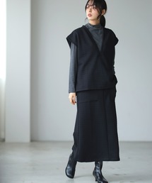 Houndstoothベストスカートセットアップ