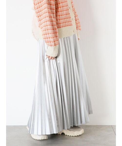 ehka sopo(エヘカソポ)の「光沢プリーツスカート(スカート・レディース・シルバー/ブラック・F)」の2枚目の写真