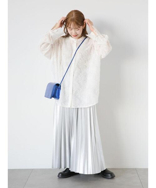 ehka sopo(エヘカソポ)の「光沢プリーツスカート(スカート・レディース・シルバー/ブラック・F)」の9枚目の写真