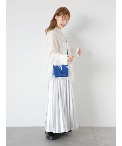 ehka sopo(エヘカソポ)の「光沢プリーツスカート(スカート・レディース・シルバー/ブラック・F)」の10枚目の写真