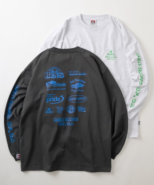 BEN DAVIS(ベンデイビス)の「【BEN DAVIS/ベンデイビス】スポンサーロゴテイスト バイカーデザイン バックプリント ロングスリーブTシャツ/ロンT(Tシャツ/カットソー・メンズ・ブラック/パープル/オートミール/ホワイト/グリーン・M/L/XL)」の3枚目の写真