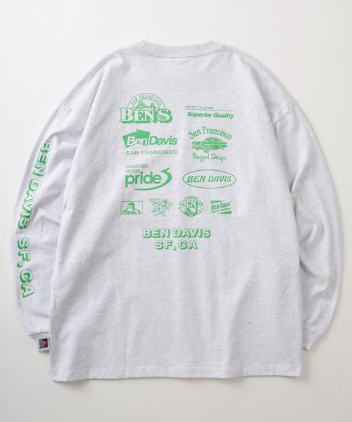 BEN DAVIS(ベンデイビス)の「【BEN DAVIS/ベンデイビス】スポンサーロゴテイスト バイカーデザイン バックプリント ロングスリーブTシャツ/ロンT(Tシャツ/カットソー・メンズ・ブラック/パープル/オートミール/ホワイト/グリーン・M/L/XL)」の7枚目の写真