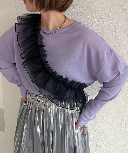 apres jour mignon(アプレジュールミニョン)の「スラブシアートップス【ZOZOTOWN限定アイテム】(Tシャツ/カットソー・レディース・ブルー/ブラック/パープル/ピンク/オフホワイト/グレー・フリー/X-LARGE)」の6枚目の写真