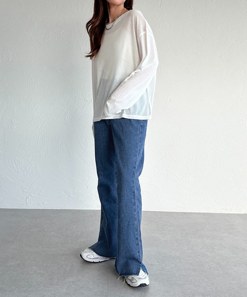 apres jour mignon(アプレジュールミニョン)の「スラブシアートップス【ZOZOTOWN限定アイテム】(Tシャツ/カットソー・レディース・ブルー/ブラック/パープル/ピンク/オフホワイト/グレー・フリー/X-LARGE)」の12枚目の写真