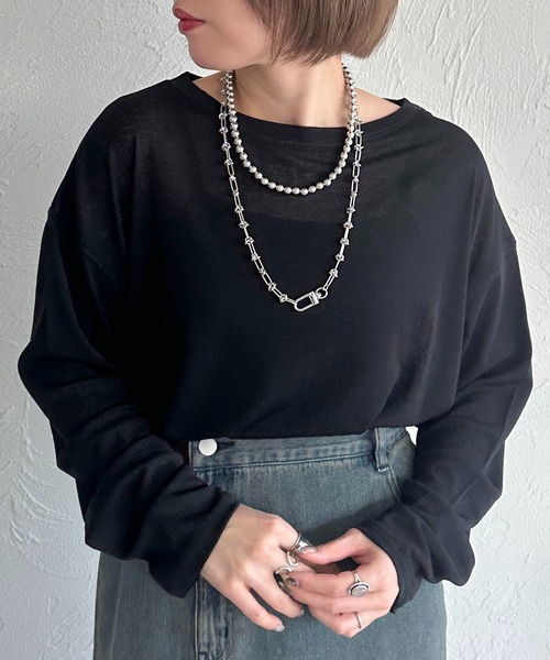 apres jour mignon(アプレジュールミニョン)の「スラブシアートップス【ZOZOTOWN限定アイテム】(Tシャツ/カットソー・レディース・ブルー/ブラック/パープル/ピンク/オフホワイト/グレー・フリー/X-LARGE)」の14枚目の写真