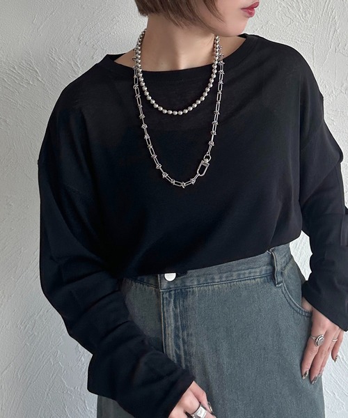 apres jour mignon(アプレジュールミニョン)の「スラブシアートップス【ZOZOTOWN限定アイテム】(Tシャツ/カットソー・レディース・ブルー/ブラック/パープル/ピンク/オフホワイト/グレー・フリー/X-LARGE)」の15枚目の写真