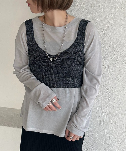 apres jour mignon(アプレジュールミニョン)の「スラブシアートップス【ZOZOTOWN限定アイテム】(Tシャツ/カットソー・レディース・ブルー/ブラック/パープル/ピンク/オフホワイト/グレー・フリー/X-LARGE)」の22枚目の写真
