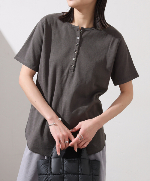 JOURNAL STANDARD(ジャーナルスタンダード)の「汗ジミ防止サーマルヘンリーネックプルオーバー(Tシャツ/カットソー・レディース・ライトグリーン/アイボリー/ブラック系その他/ホワイト・FREE)」の4枚目の写真