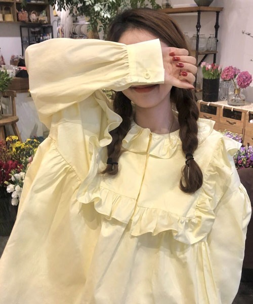 Mayree（メイリー）の「【Mayree】フリルブラウス（シャツ/ブラウス・レディース・ホワイト/イエロー・X-LARGE/LARGE/MEDIUM/SMALL）」の11枚目の写真