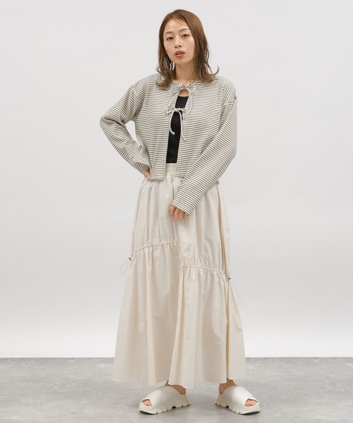 LAKOLE（ラコレ）の「ワッフルリボンカーディガン / 113777（カーディガン/ボレロ・レディース・イエロー/ブラック/ホワイト×ブラック・SMALL/MEDIUM）」の4枚目の写真