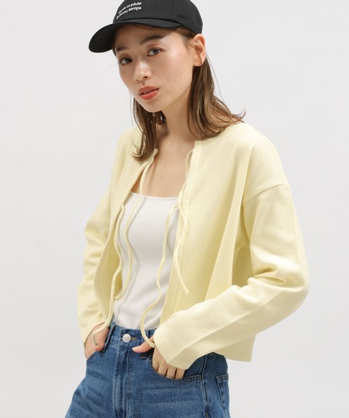 LAKOLE（ラコレ）の「ワッフルリボンカーディガン / 113777（カーディガン/ボレロ・レディース・イエロー/ブラック/ホワイト×ブラック・SMALL/MEDIUM）」の19枚目の写真