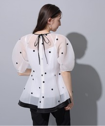 rirandture白ドット半袖チュニック サイズ1 新品 Rirandtureリランドチュール ドット刺繍シアーカット