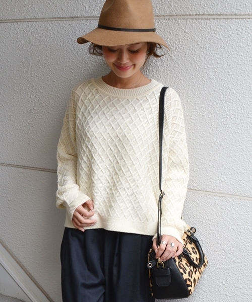 SHIPS for women（シップスフォーウィメン）の「ウールケーブルプルオーバー◇（ニット/セーター・レディース・オフホワイト/ライトグレー/ネイビー・ONE SIZE）」の10枚目の写真