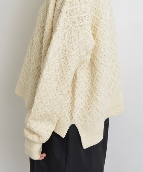 SHIPS for women（シップスフォーウィメン）の「ウールケーブルプルオーバー◇（ニット/セーター・レディース・オフホワイト/ライトグレー/ネイビー・ONE SIZE）」の5枚目の写真