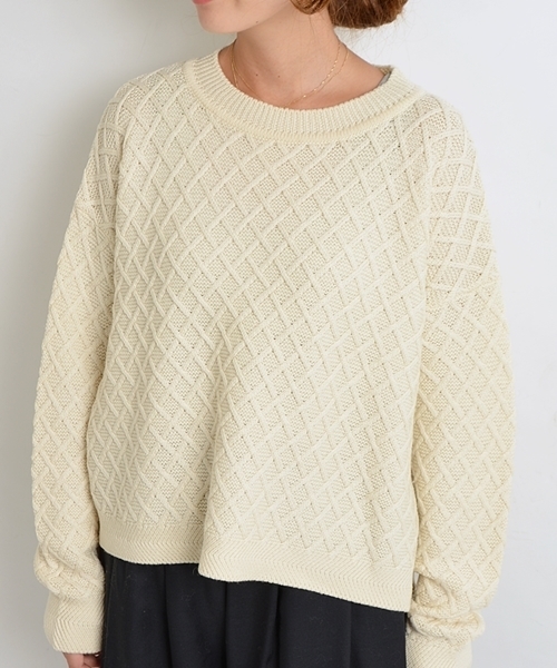 SHIPS for women（シップスフォーウィメン）の「ウールケーブルプルオーバー◇（ニット/セーター・レディース・オフホワイト/ライトグレー/ネイビー・ONE SIZE）」の6枚目の写真