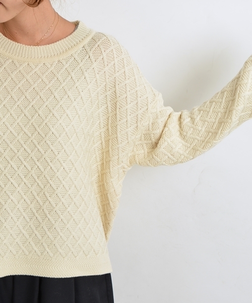 SHIPS for women（シップスフォーウィメン）の「ウールケーブルプルオーバー◇（ニット/セーター・レディース・オフホワイト/ライトグレー/ネイビー・ONE SIZE）」の7枚目の写真