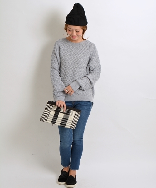 SHIPS for women（シップスフォーウィメン）の「ウールケーブルプルオーバー◇（ニット/セーター・レディース・オフホワイト/ライトグレー/ネイビー・ONE SIZE）」の8枚目の写真