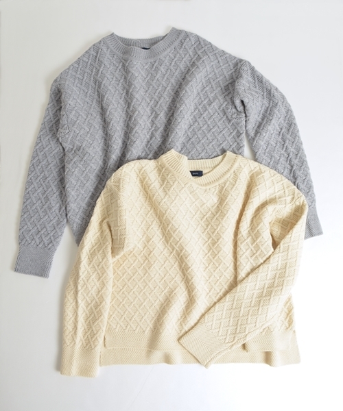 SHIPS for women（シップスフォーウィメン）の「ウールケーブルプルオーバー◇（ニット/セーター・レディース・オフホワイト/ライトグレー/ネイビー・ONE SIZE）」の9枚目の写真