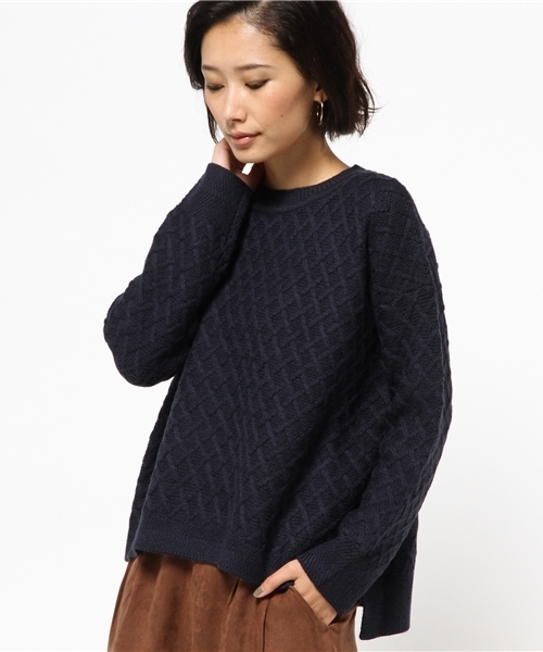 SHIPS for women（シップスフォーウィメン）の「ウールケーブルプルオーバー◇（ニット/セーター・レディース・オフホワイト/ライトグレー/ネイビー・ONE SIZE）」の14枚目の写真