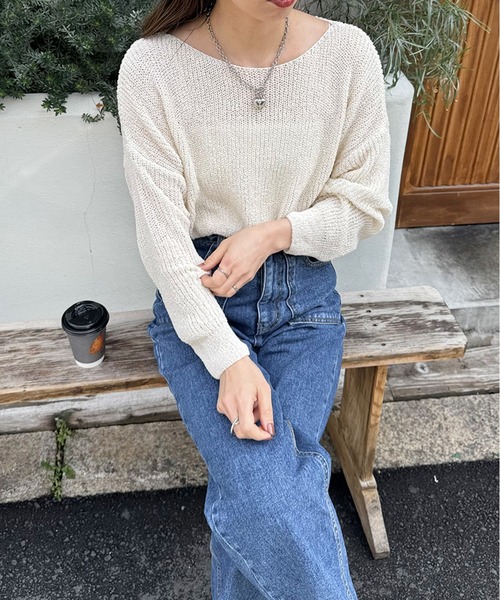 LE MORE(リモア)の「ルーズシアーニットプルオーバー(ニット/セーター・レディース・ブラック/ブラウン/アイボリー/ブルー/ピンク・FREE)」の2枚目の写真