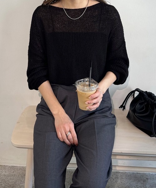 LE MORE(リモア)の「ルーズシアーニットプルオーバー(ニット/セーター・レディース・ブラック/ブラウン/アイボリー/ブルー/ピンク・FREE)」の3枚目の写真