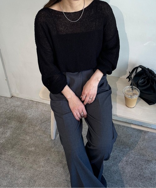 LE MORE(リモア)の「ルーズシアーニットプルオーバー(ニット/セーター・レディース・ブラック/ブラウン/アイボリー/ブルー/ピンク・FREE)」の7枚目の写真