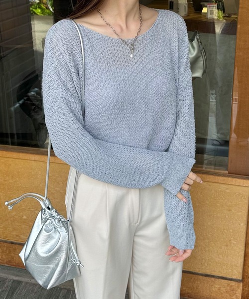 LE MORE(リモア)の「ルーズシアーニットプルオーバー(ニット/セーター・レディース・ブラック/ブラウン/アイボリー/ブルー/ピンク・FREE)」の10枚目の写真