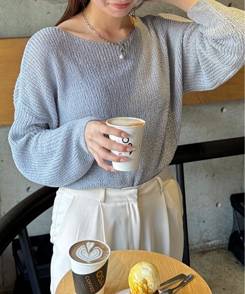 LE MORE(リモア)の「ルーズシアーニットプルオーバー(ニット/セーター・レディース・ブラック/ブラウン/アイボリー/ブルー/ピンク・FREE)」の11枚目の写真