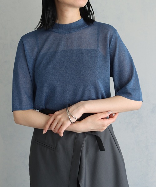 &g'aime（アンジェム）の「【&g’aime】ラメシアーニットプルオーバー（ニット/セーター・レディース・ブルー/グレー/ブラック/ベージュ・FREE）」の4枚目の写真