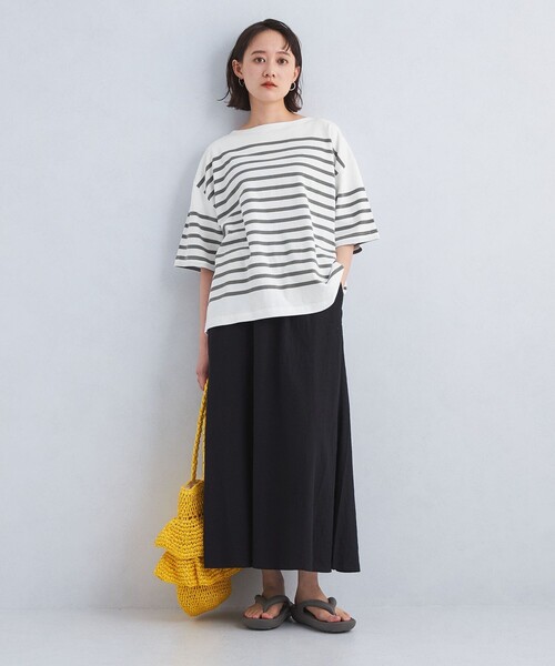 green label relaxing（グリーンレーベルリラクシング）の「パネルボーダー プルオーバー 5分袖 Tシャツ（Tシャツ/カットソー・レディース・コバルトブルー/ピンク/グレー・FREE）」の8枚目の写真