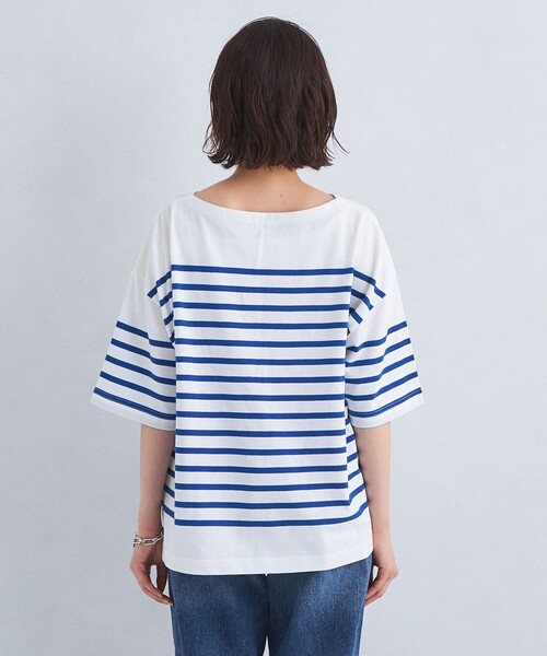 green label relaxing（グリーンレーベルリラクシング）の「パネルボーダー プルオーバー 5分袖 Tシャツ（Tシャツ/カットソー・レディース・コバルトブルー/ピンク/グレー・FREE）」の13枚目の写真
