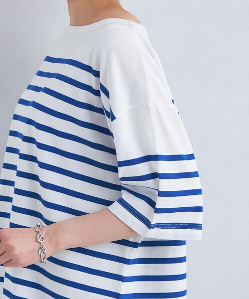 green label relaxing（グリーンレーベルリラクシング）の「パネルボーダー プルオーバー 5分袖 Tシャツ（Tシャツ/カットソー・レディース・コバルトブルー/ピンク/グレー・FREE）」の15枚目の写真