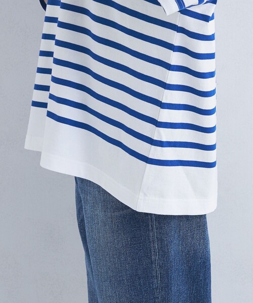 green label relaxing（グリーンレーベルリラクシング）の「パネルボーダー プルオーバー 5分袖 Tシャツ（Tシャツ/カットソー・レディース・コバルトブルー/ピンク/グレー・FREE）」の16枚目の写真