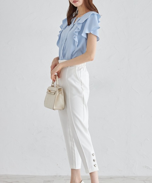 tocco closet（トッコ　クローゼット）の「配色ラッフルフリル×タックブラウス（シャツ/ブラウス・レディース・サックスブルー/アイボリー・M）」の8枚目の写真