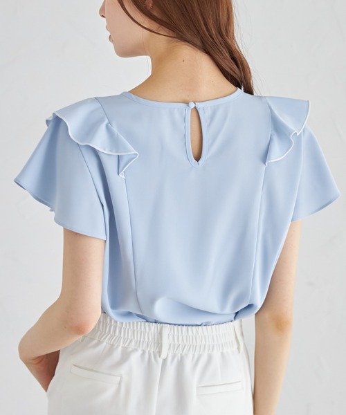 tocco closet（トッコ　クローゼット）の「配色ラッフルフリル×タックブラウス（シャツ/ブラウス・レディース・サックスブルー/アイボリー・M）」の12枚目の写真