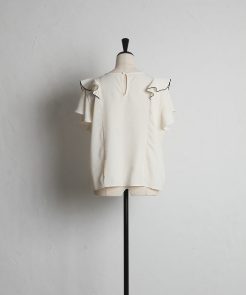 tocco closet（トッコ　クローゼット）の「配色ラッフルフリル×タックブラウス（シャツ/ブラウス・レディース・サックスブルー/アイボリー・M）」の16枚目の写真