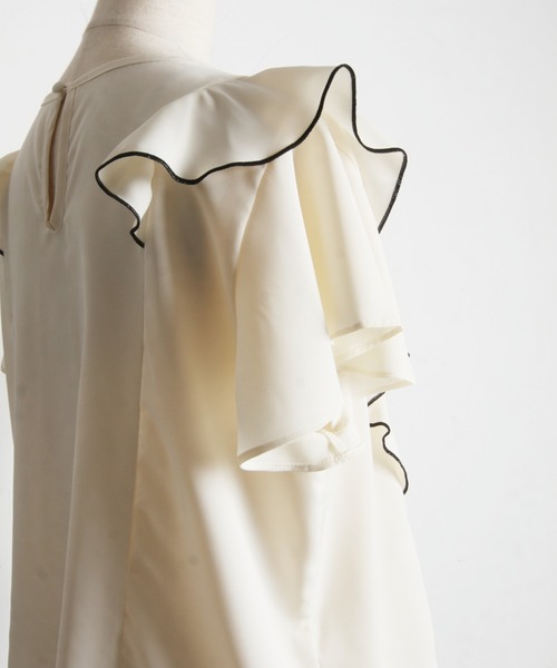 tocco closet（トッコ　クローゼット）の「配色ラッフルフリル×タックブラウス（シャツ/ブラウス・レディース・サックスブルー/アイボリー・M）」の22枚目の写真