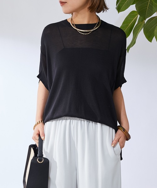 un dix cors（アンディコール）の「《ベーシック・二の腕カバー》バンザイニット（パーカー・レディース・ブラック/オフホワイト・FREE）」の2枚目の写真