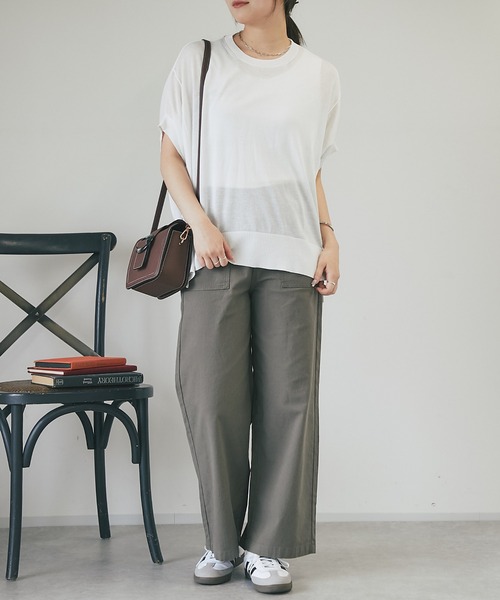 un dix cors（アンディコール）の「《ベーシック・二の腕カバー》バンザイニット（パーカー・レディース・ブラック/オフホワイト・FREE）」の3枚目の写真