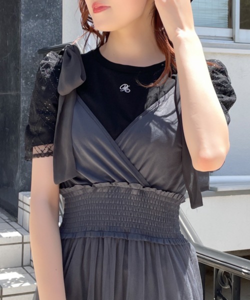 TORTE(トルテ)の「スパンコールチュール袖Tシャツ(Tシャツ/カットソー・レディース・ホワイト/ブラック/ブルー・FREE)」の6枚目の写真