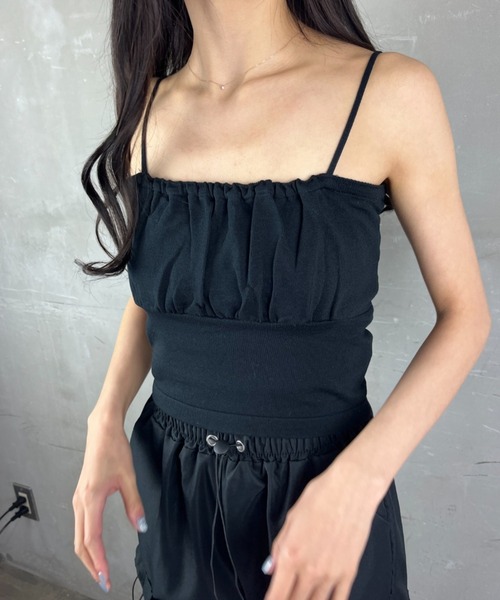 Loco Ocean(ロコオーシャン)の「ギャザー コットンライク ビスチェ キャミソール(キャミソール・レディース・ブルー/パープル/ホワイト/ブラック・FREE)」の9枚目の写真