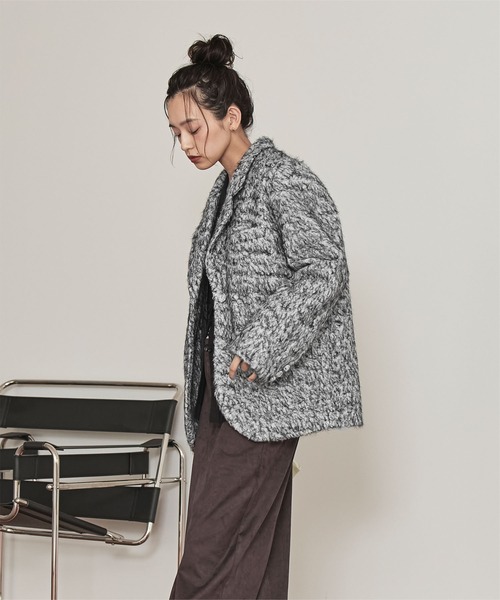 miette（ミエット）の「フェイクウールジャケット（テーラードジャケット・レディース・ホワイト系その他/ブラック/ライトブルー・FREE）」の9枚目の写真