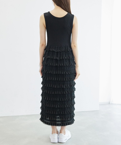 ROPE' PICNIC（ロペピクニック）の「フリルティアードノースリーブワンピース（ワンピース・レディース・キナリ/ブラック・38）」の5枚目の写真