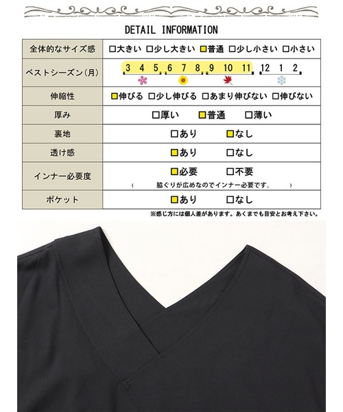 GOLDJAPAN(ゴールドジャパン)の「フレンチスリーブVネックワンピース【大きいサイズ対応】(ワンピース・レディース・ブラック・LL~3L/4L~5L)」の18枚目の写真