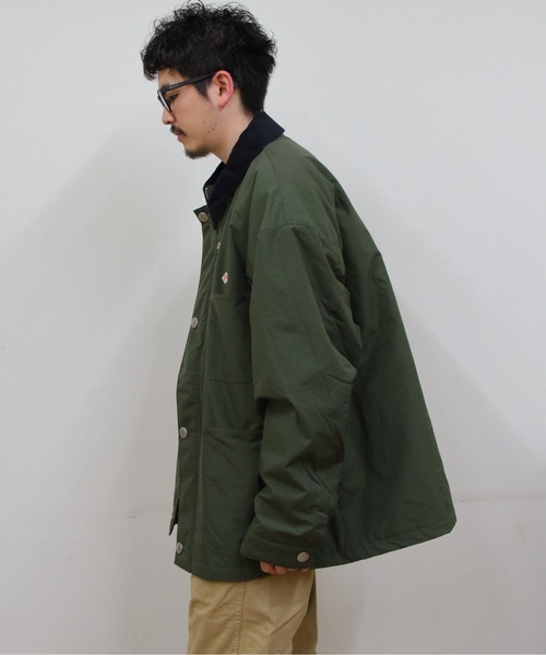 【極美品】DANTON ノーカラーボタンレスナイロンタフタカバーオールジャケット 極美品】DANTON ノーカラーボタンレスナイロンタフタ