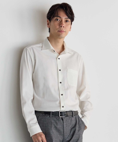 UNION STATION(ユニオンステーション)の「シャークスキンホリゾンタルカラーシャツ(シャツ/ブラウス・メンズ・ホワイト/グレー/サックスブルー・L/LL/M/S)」の1枚目の写真