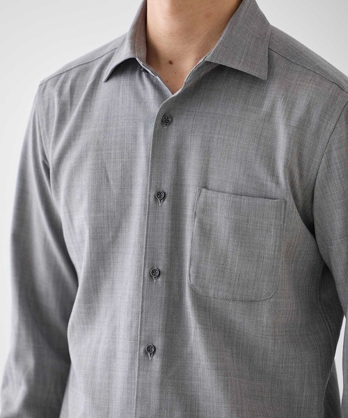 UNION STATION(ユニオンステーション)の「シャークスキンホリゾンタルカラーシャツ(シャツ/ブラウス・メンズ・ホワイト/グレー/サックスブルー・L/LL/M/S)」の7枚目の写真