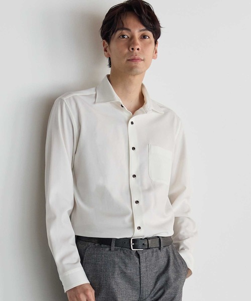 UNION STATION(ユニオンステーション)の「シャークスキンホリゾンタルカラーシャツ(シャツ/ブラウス・メンズ・ホワイト/グレー/サックスブルー・L/LL/M/S)」の14枚目の写真